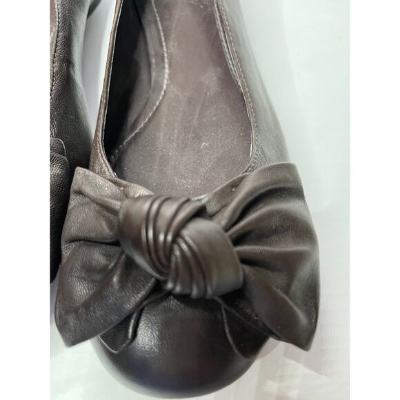 Alex Marie brown‎ leather bow trimmed ballet slippers 7 1/2 M No signs of wear - Picture 2 of 4
